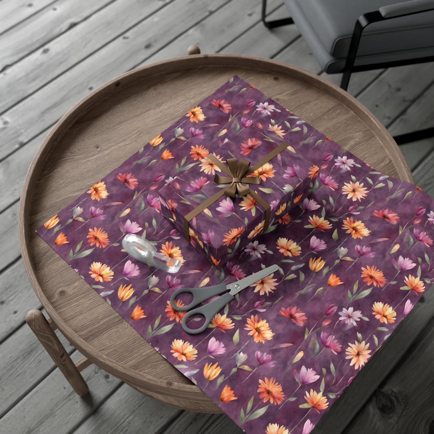 Wild Flowers on Plum Gift Wrap Papers