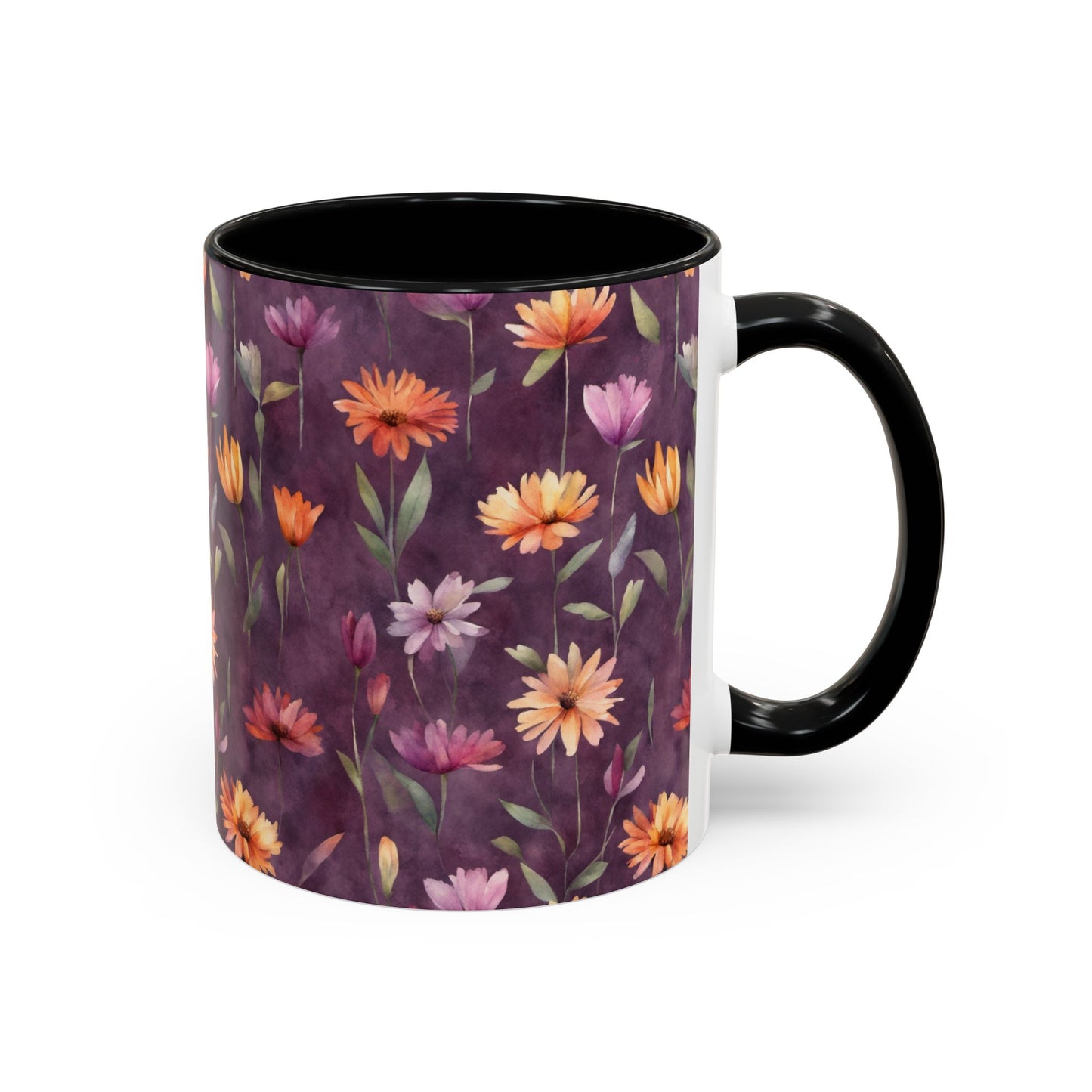 Wild Flowers on Plum Coffee Mug, 11oz