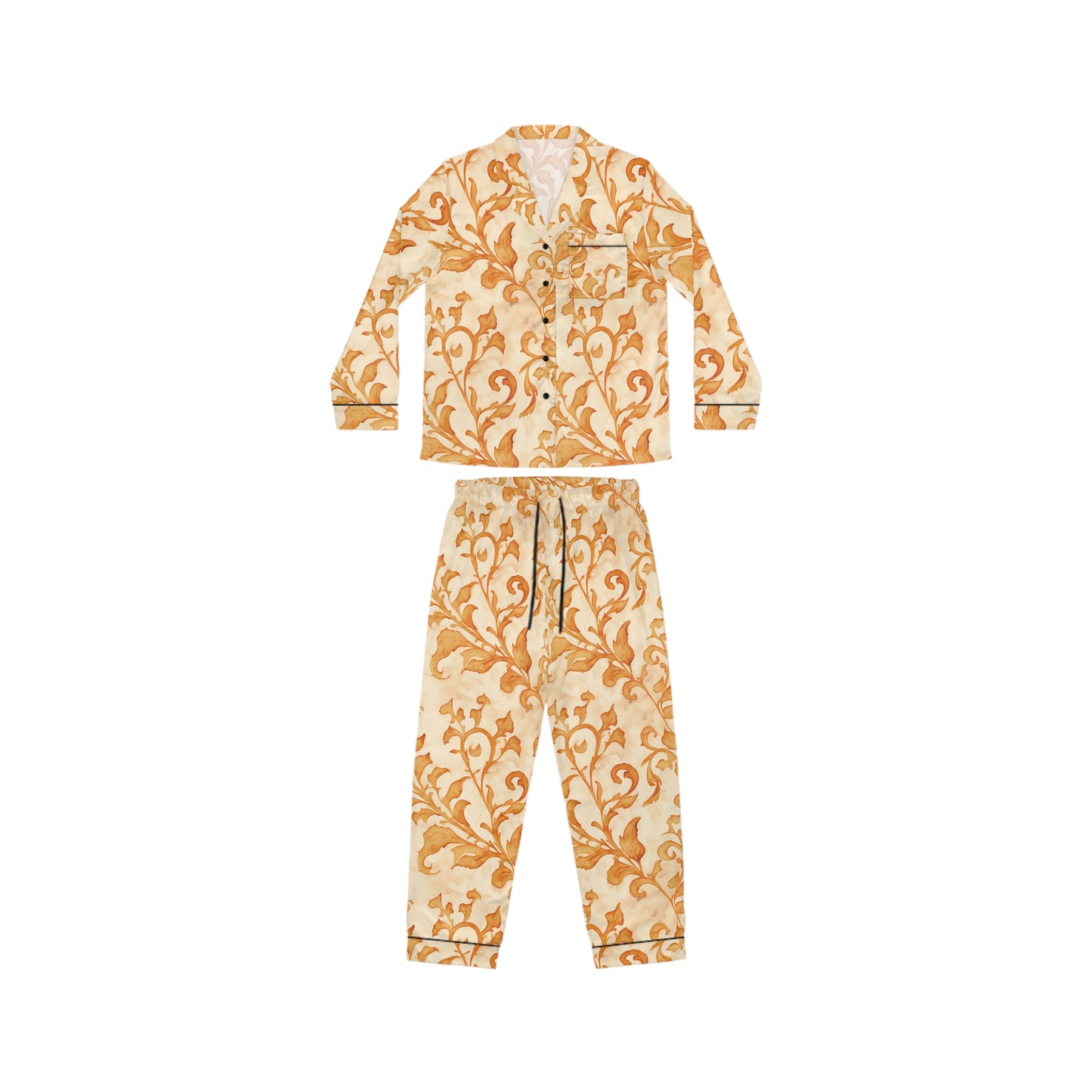 Climbing Yellow Leaves, Women's Satin Pajamas (AOP)