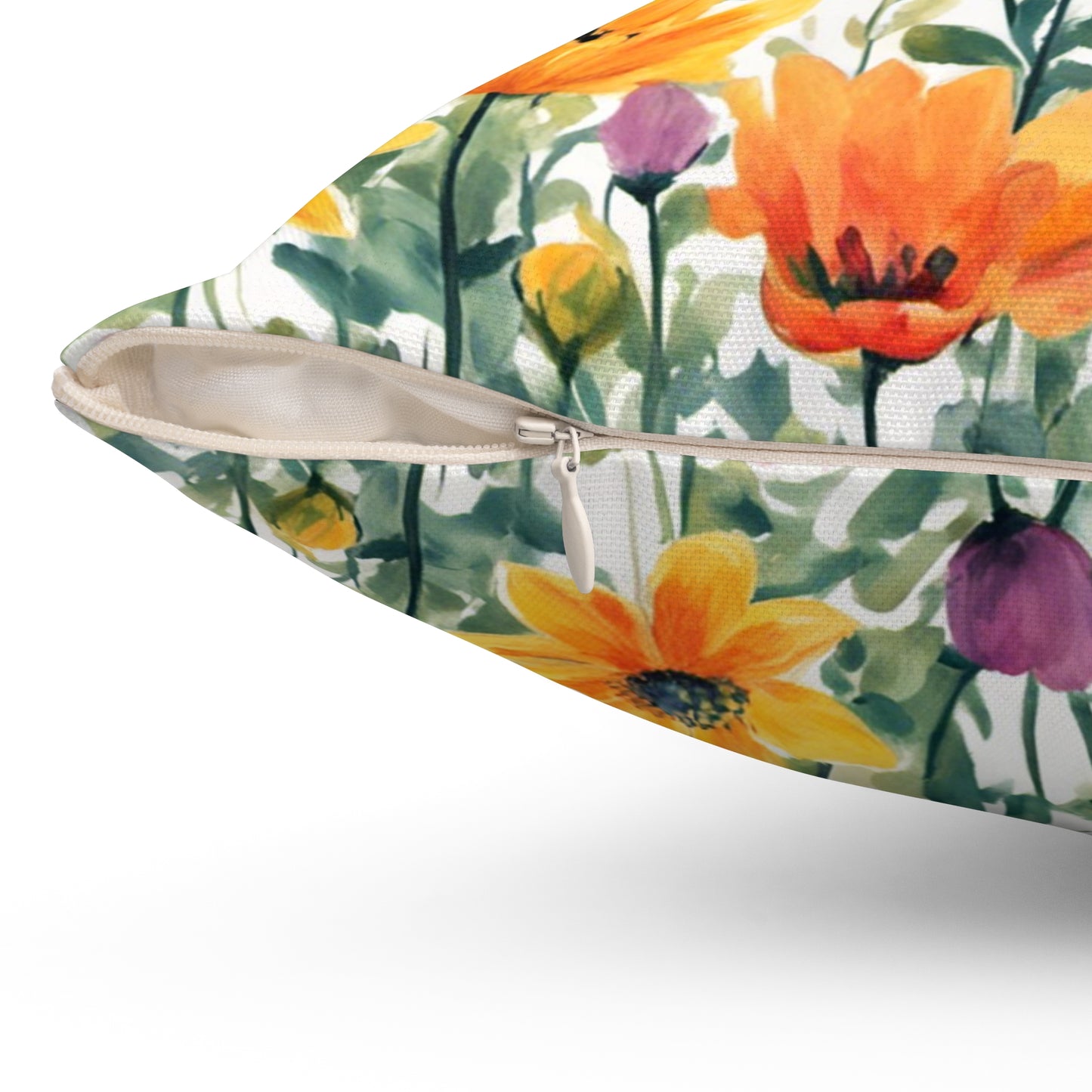 Colourful Wildflowers  Polyester Square Pillow