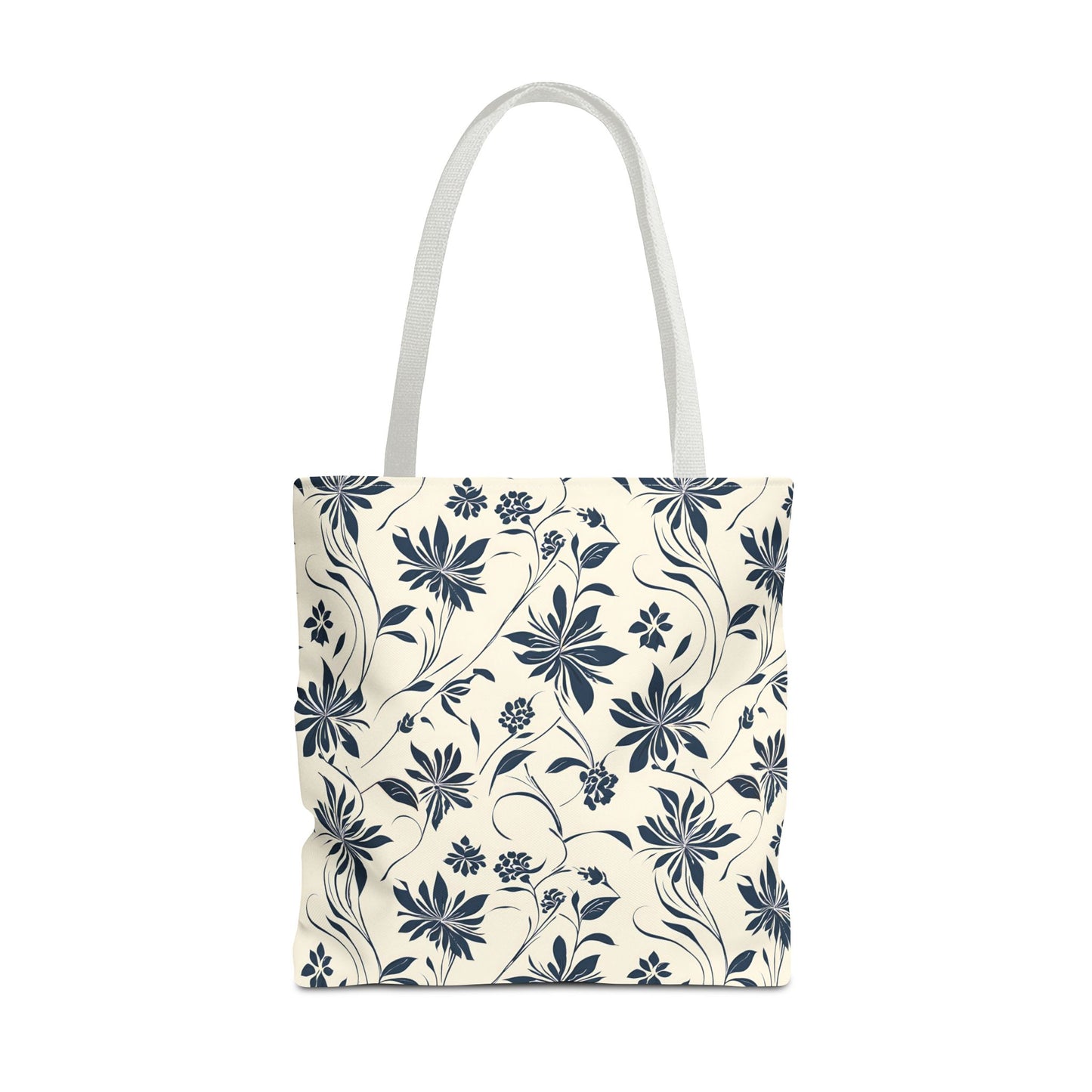 Simple Navy Flower Pattern Tote Bag (AOP)