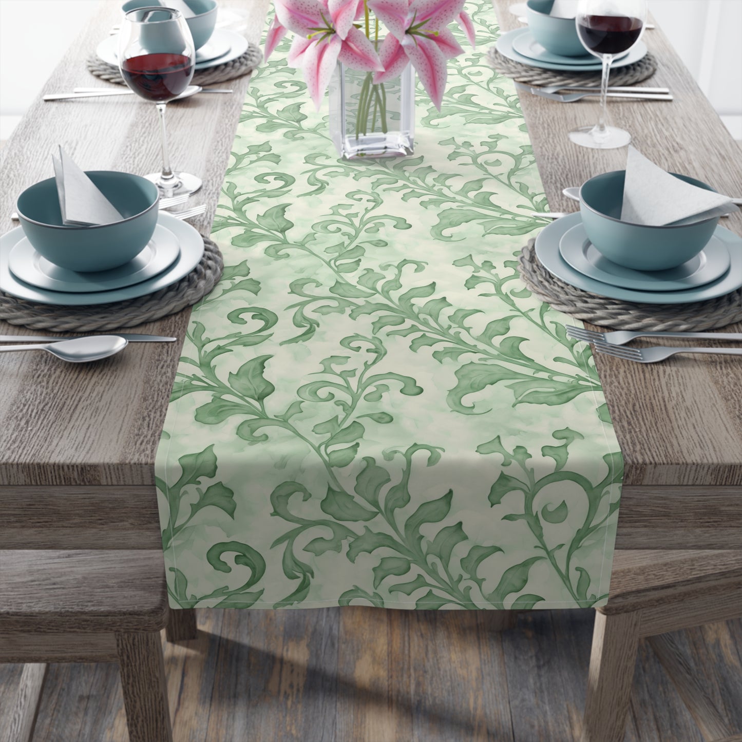 Climbing Green Leaves, Table Runner (Cotton, Poly)