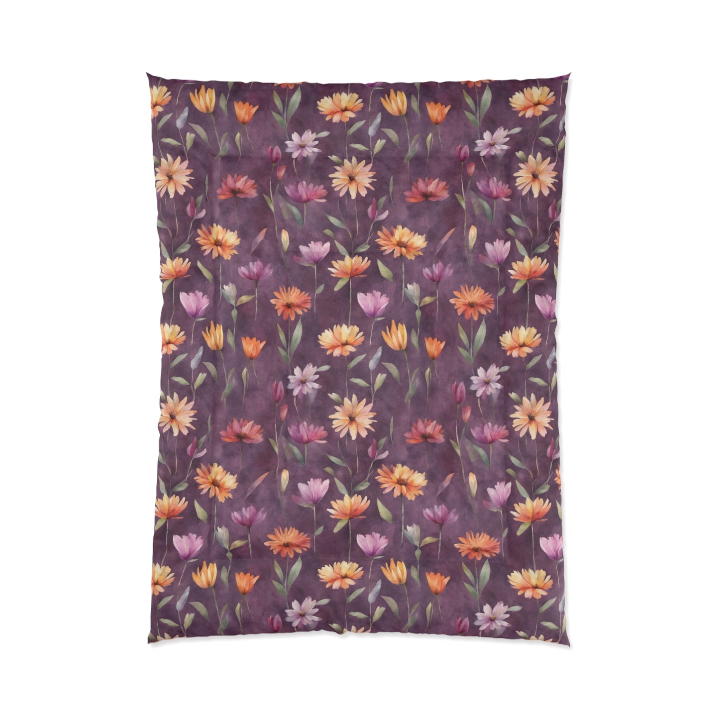 Wild Flowers on Plum Comforter