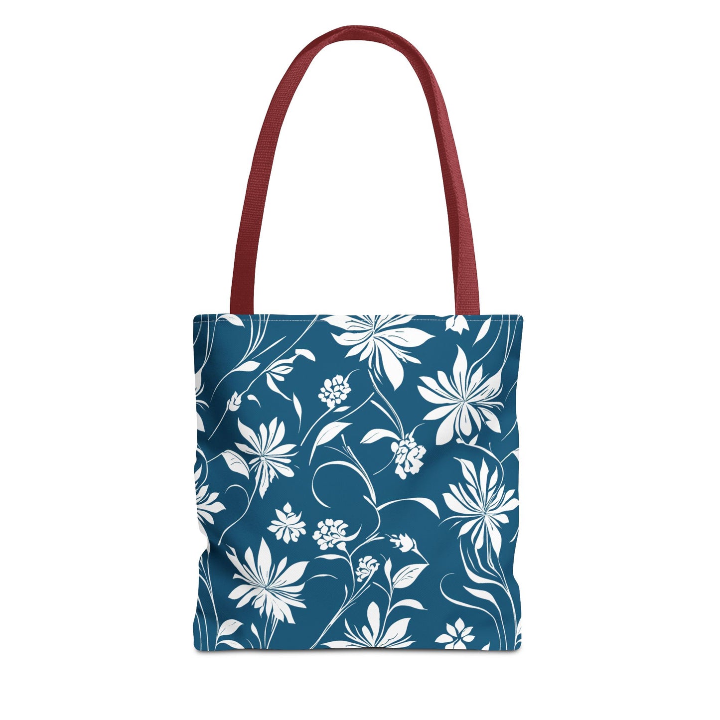 Simple White Flower on Dark Teal Pattern Tote Bag (AOP)