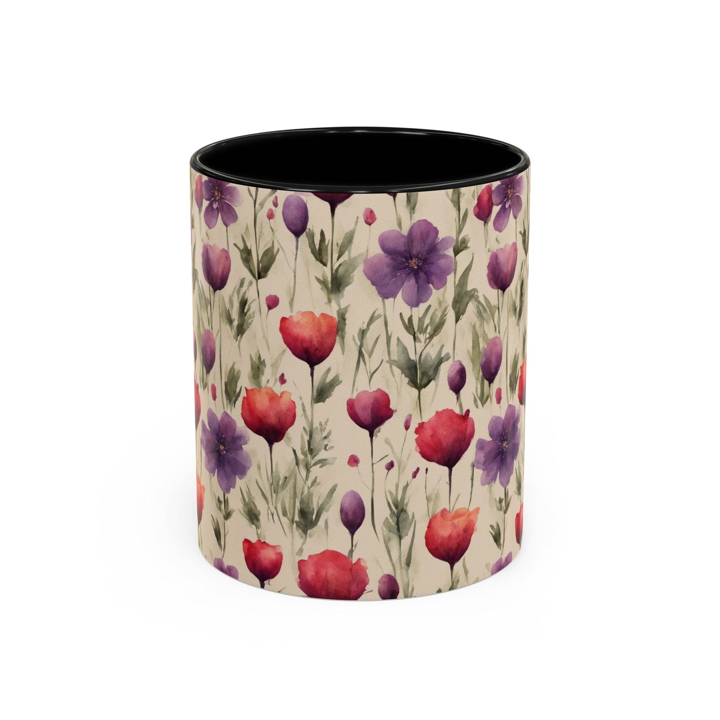 Poppies and Plum Flowers Coffee Mug, 11oz