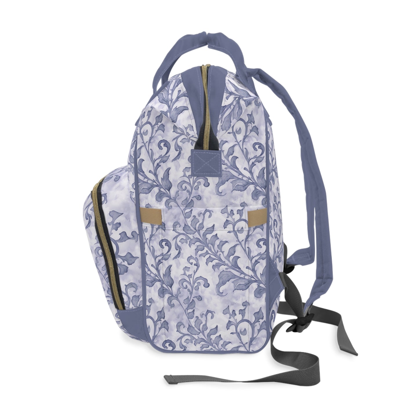 Climbing Blue-Grey Leaves, Multifunctional Diaper Backpack