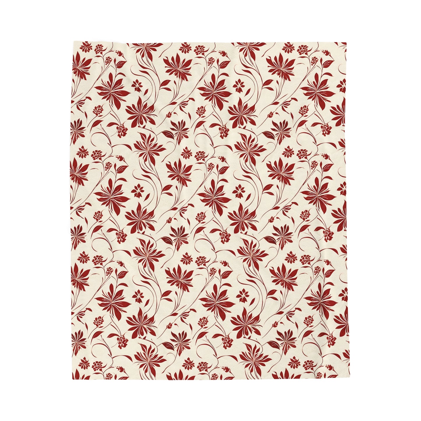 Simple Red Flower Pattern Velveteen Plush Blanket