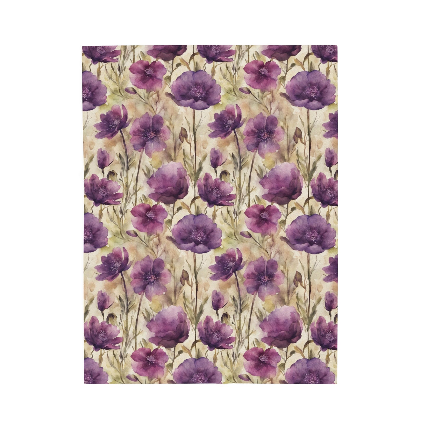 Plum Wildflowers Velveteen Plush Blanket