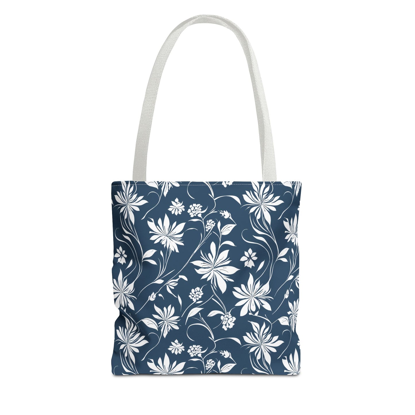 Simple White Flower on Indigo Pattern Tote Bag (AOP)