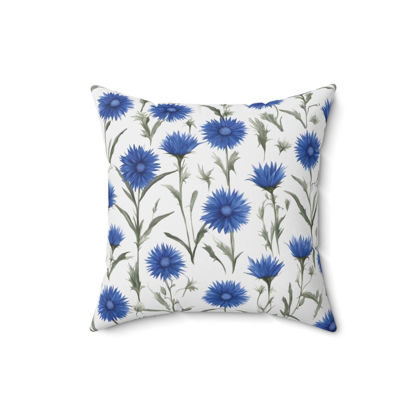 Cornflower Blue Polyester Square Pillow