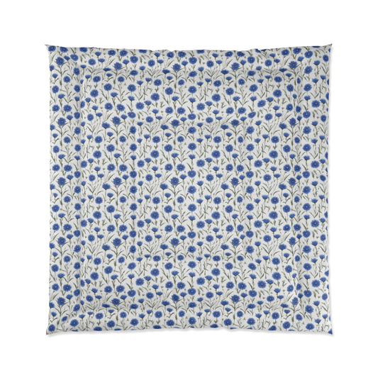 Cornflower Blue Flowers Comforter