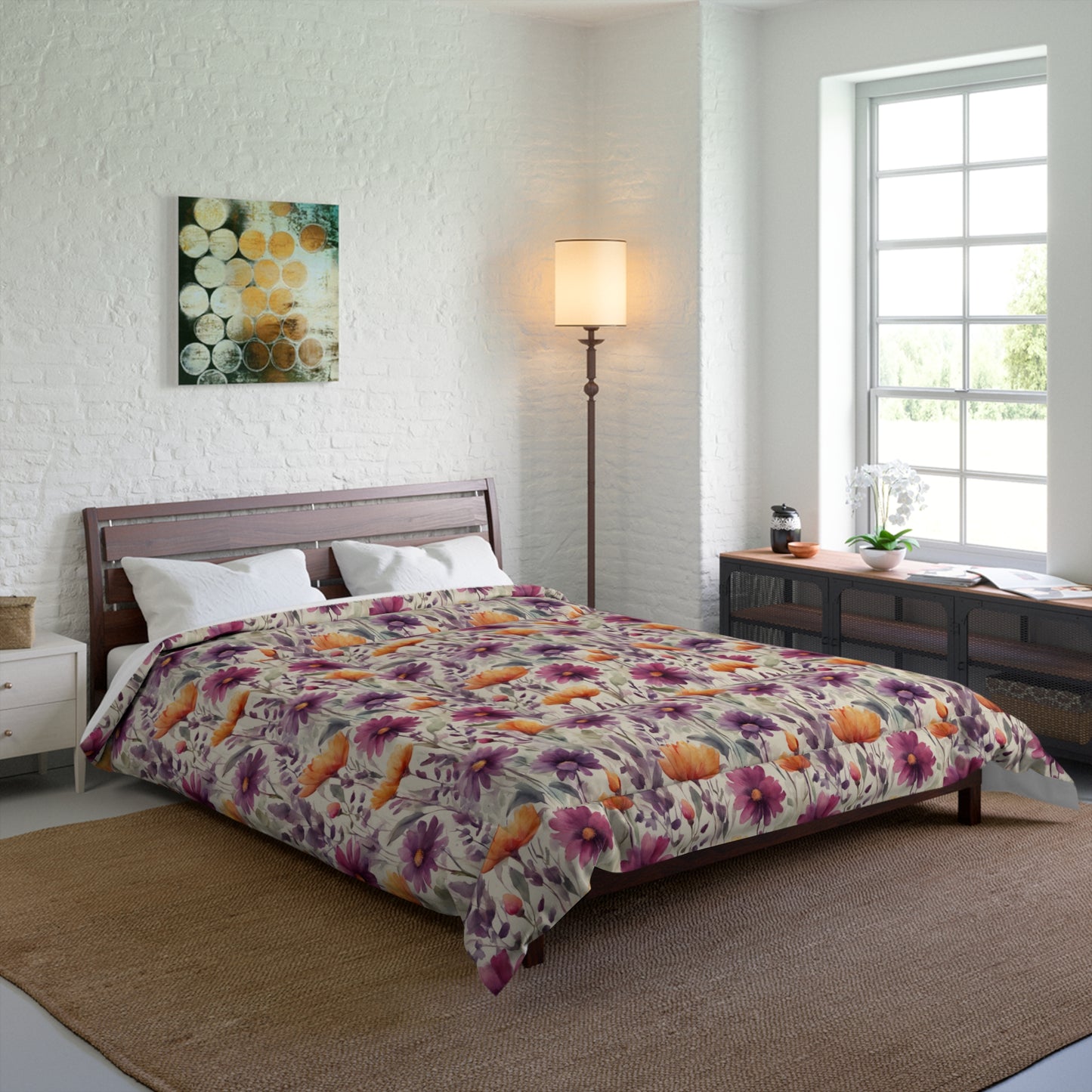 Plum and Apricot Wildflowers Comforter