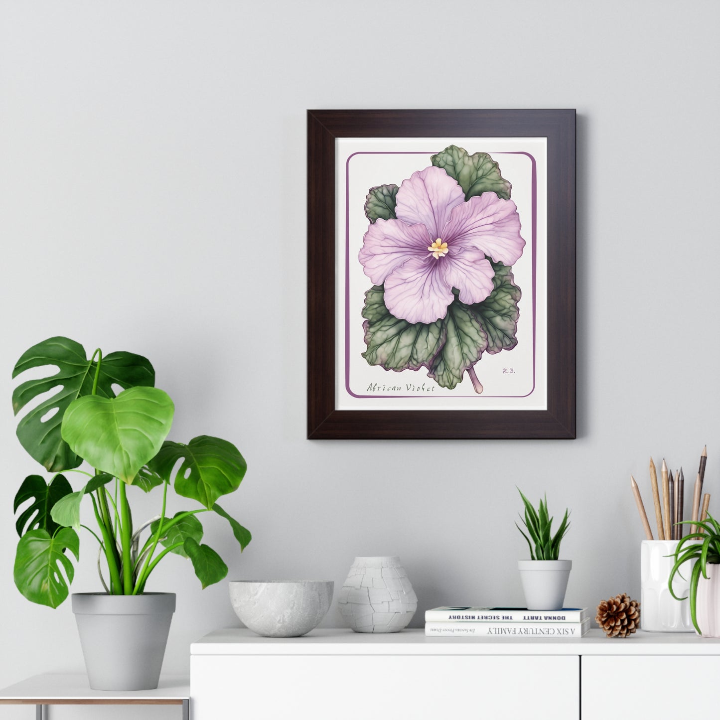 Mauve African Violet, Framed Vertical Poster