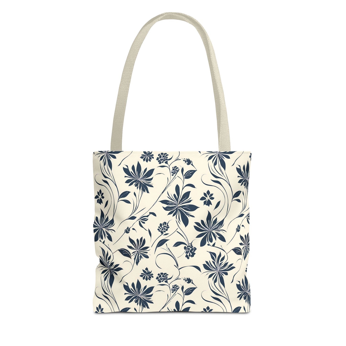 Simple Navy Flower Pattern Tote Bag (AOP)