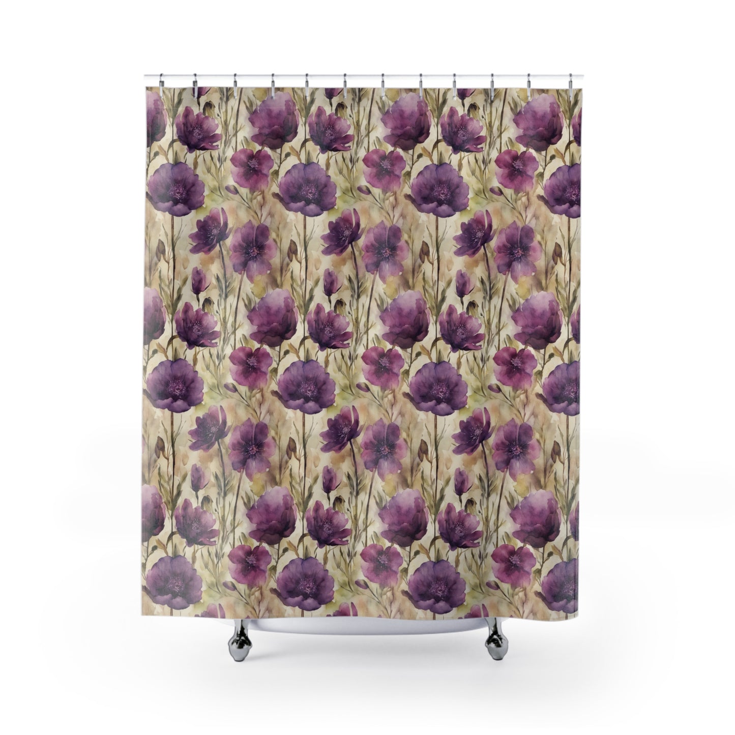 Plum Wildflowers Shower Curtains