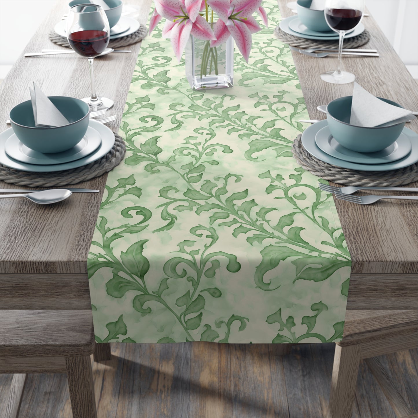 Climbing Green Leaves, Table Runner (Cotton, Poly)