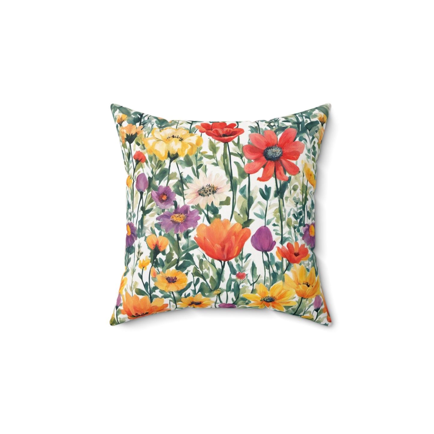 Colourful Wildflowers  Polyester Square Pillow