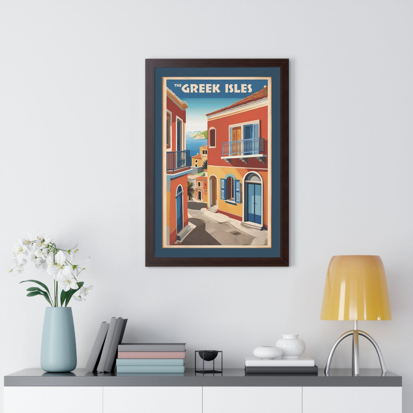 The Greek Isles, Greece Travel Poster, Art-Deco, Framed Vertical Poster