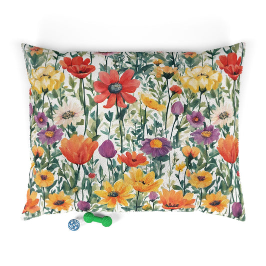 Colourful Wildflowers Pet Bed, Dog Pillow, Puppy Mattress