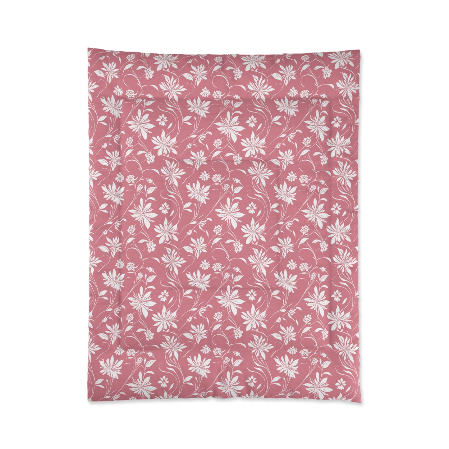 Simple White Flower on Pink Pattern Comforter