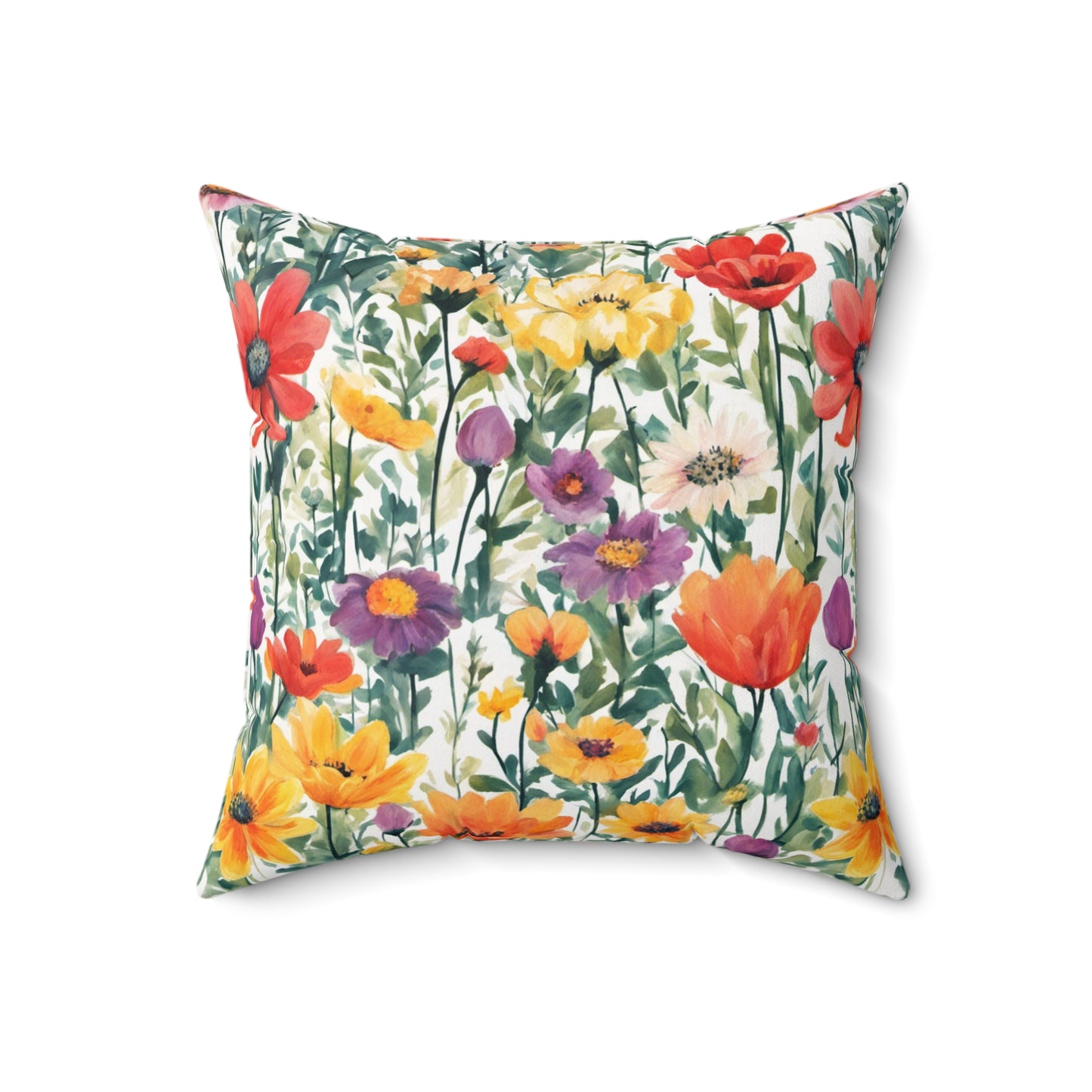 Colourful Wildflowers  Polyester Square Pillow