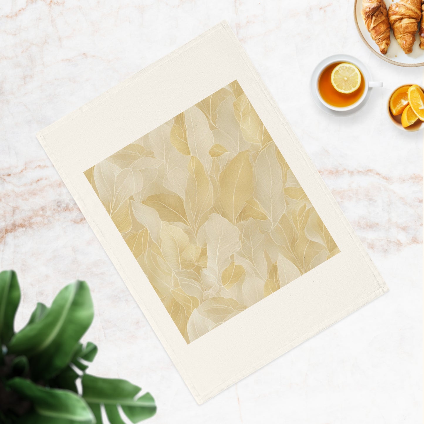 Gold Leaves Cotton Tea Towel