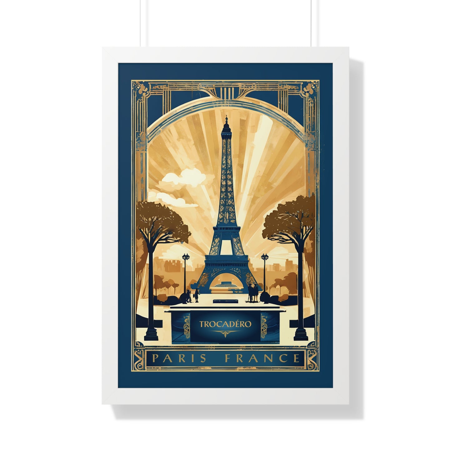 Trocadéro, Paris, France, Travel Poster, Art-Deco, Framed Vertical Poster