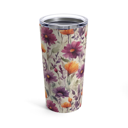 Plum and Apricot Wildflowers Tumbler 20oz