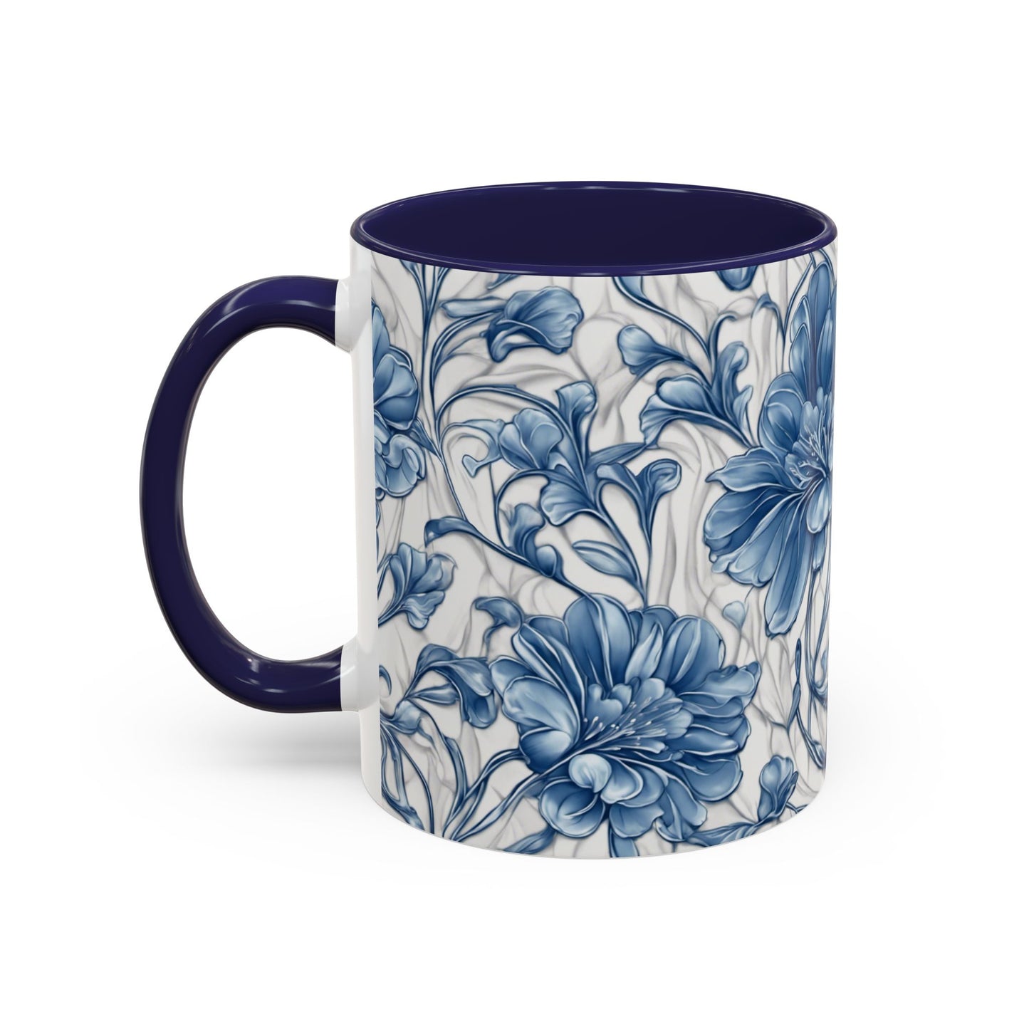 Blue & White Flowers Coffee Mug, 11oz