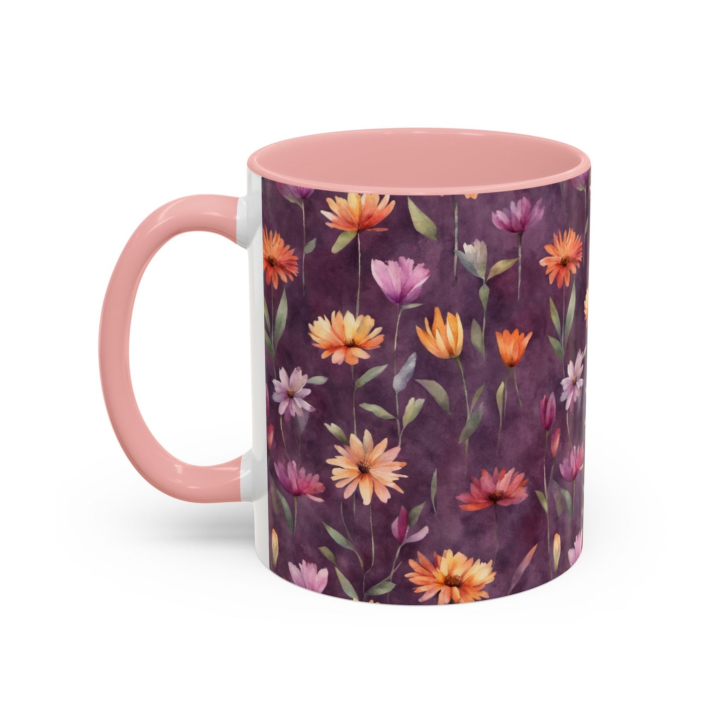 Wild Flowers on Plum Coffee Mug, 11oz