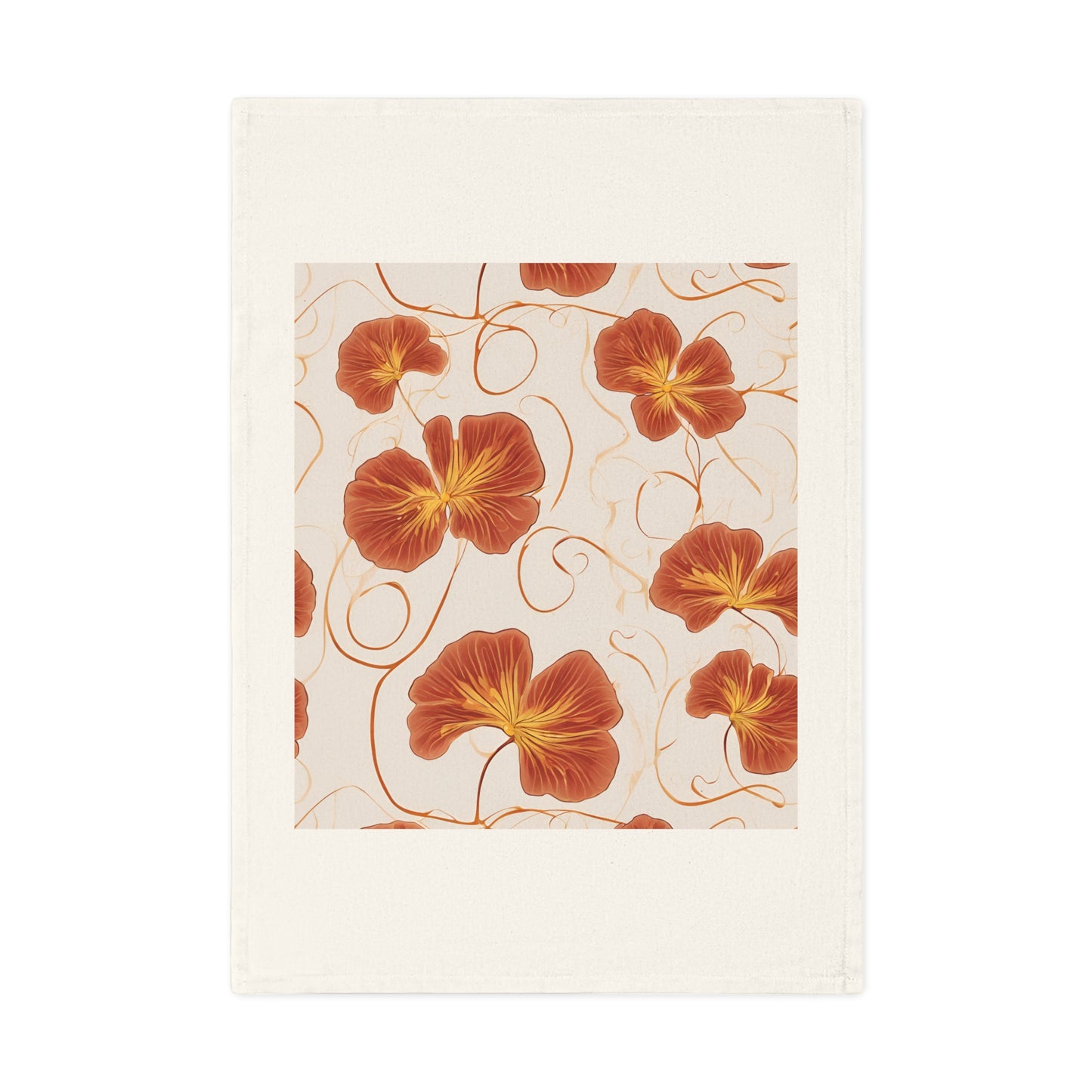 Orange Nasturtium Petals Cotton Tea Towel