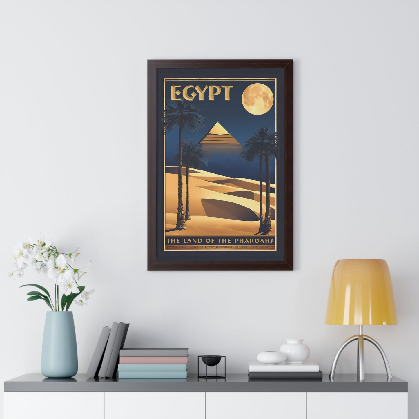 Egypt, Land of the Pharaohs, Egypt Travel Poster, Art-Deco, Framed Vertical Poster