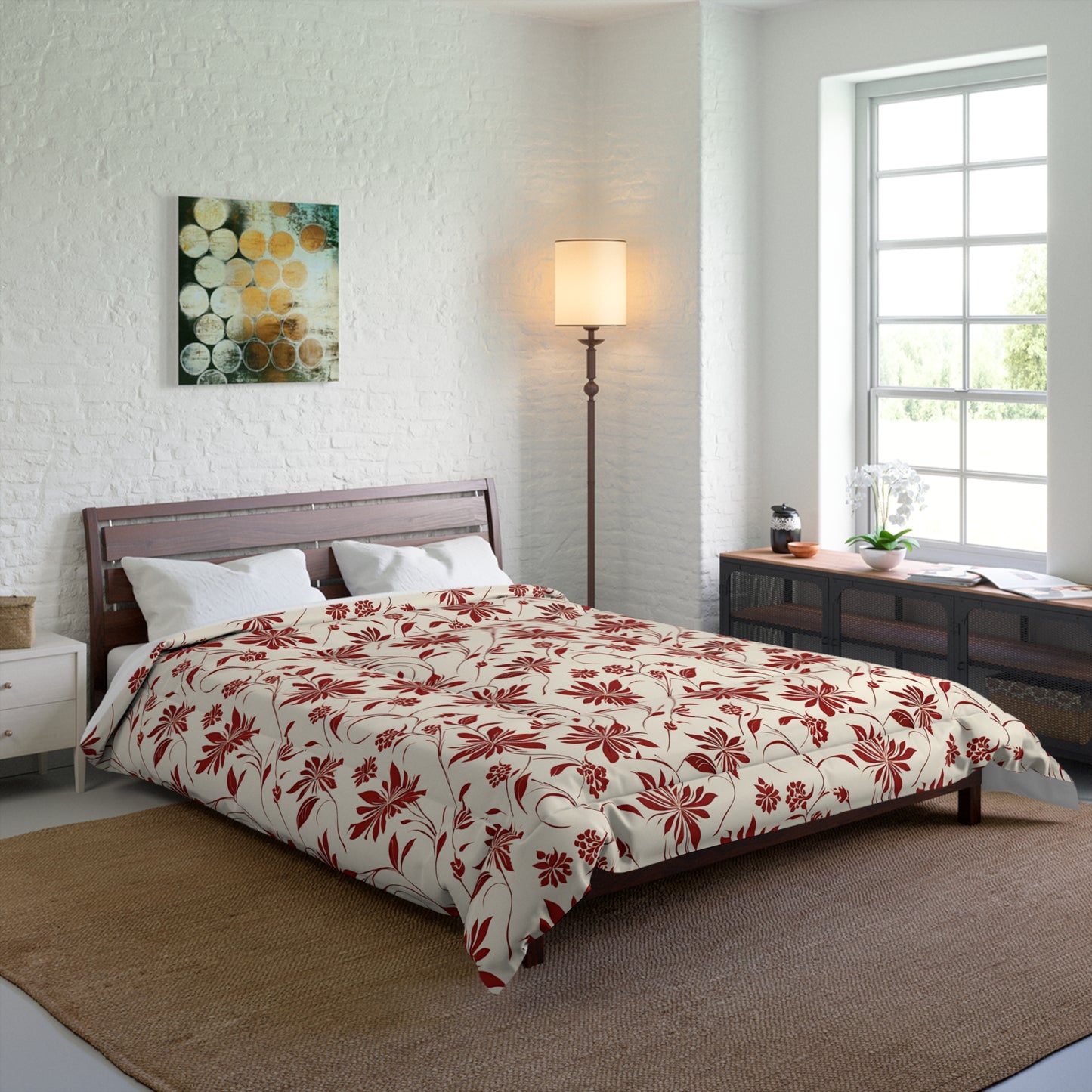 Simple Red Flower Pattern Comforter