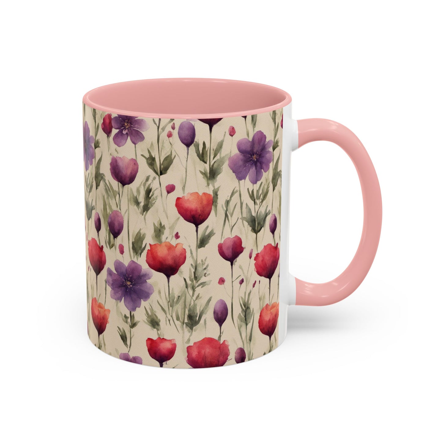 Poppies and Plum Flowers Coffee Mug, 11oz