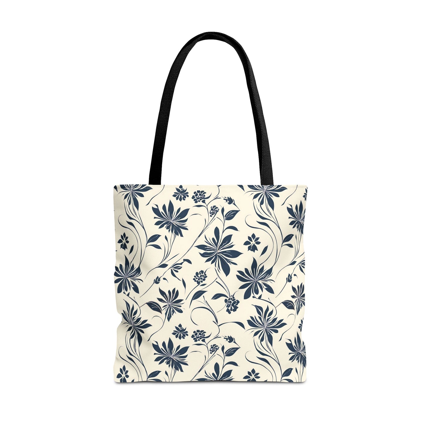 Simple Navy Flower Pattern Tote Bag (AOP)