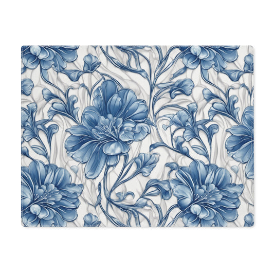 Blue & White Flowers Placemat, 1pc