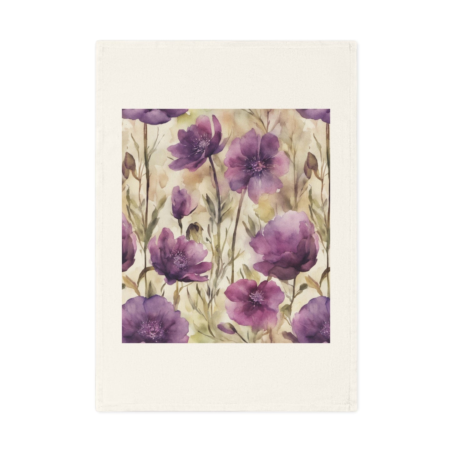 Plum Wildflowers Cotton Tea Towel