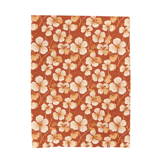 Leaves and Petals in Shades of Ochre Velveteen Plush Blanket