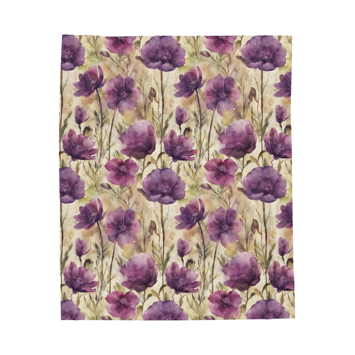 Plum Wildflowers Velveteen Plush Blanket