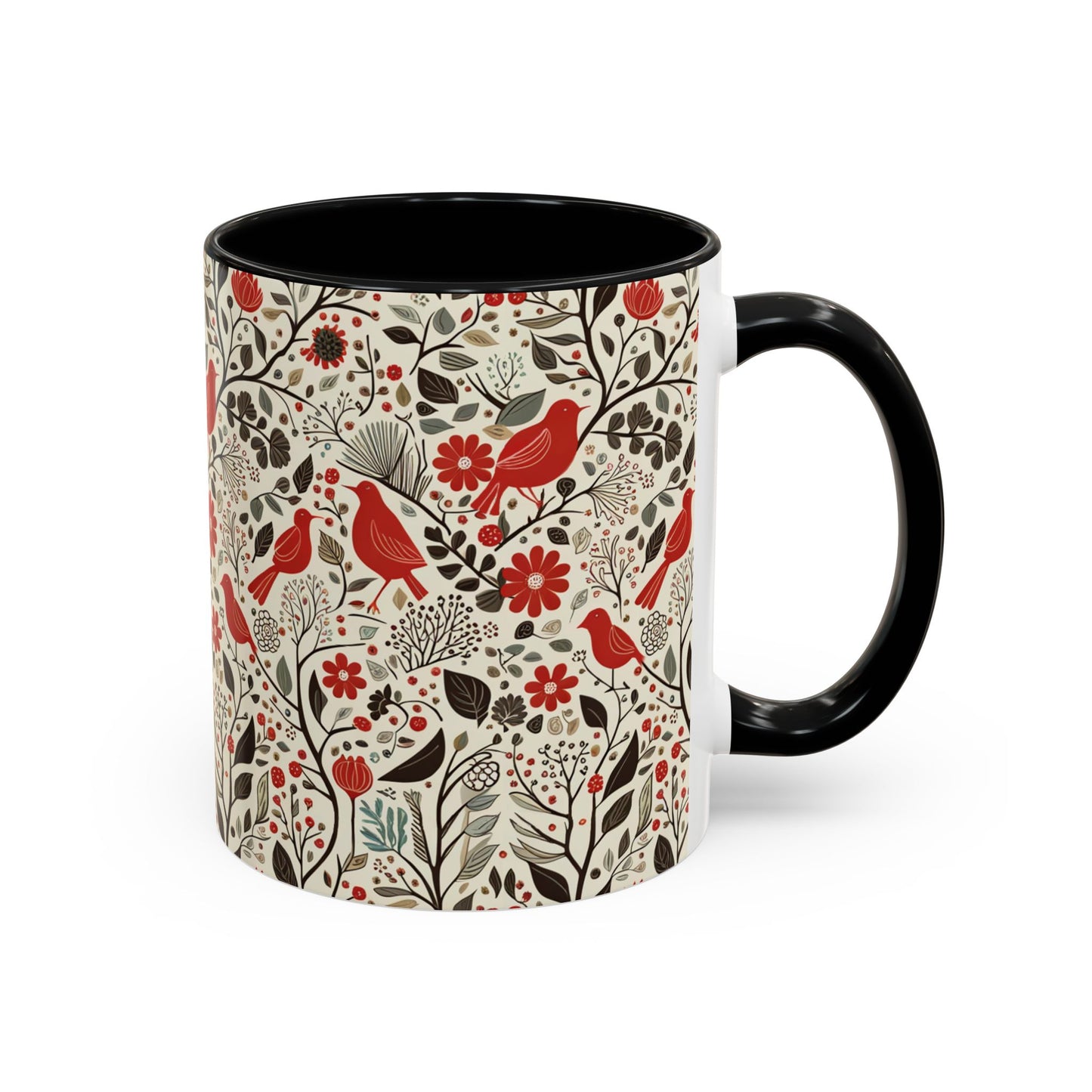 Little Red Birds Accent Coffee Mug, 11oz