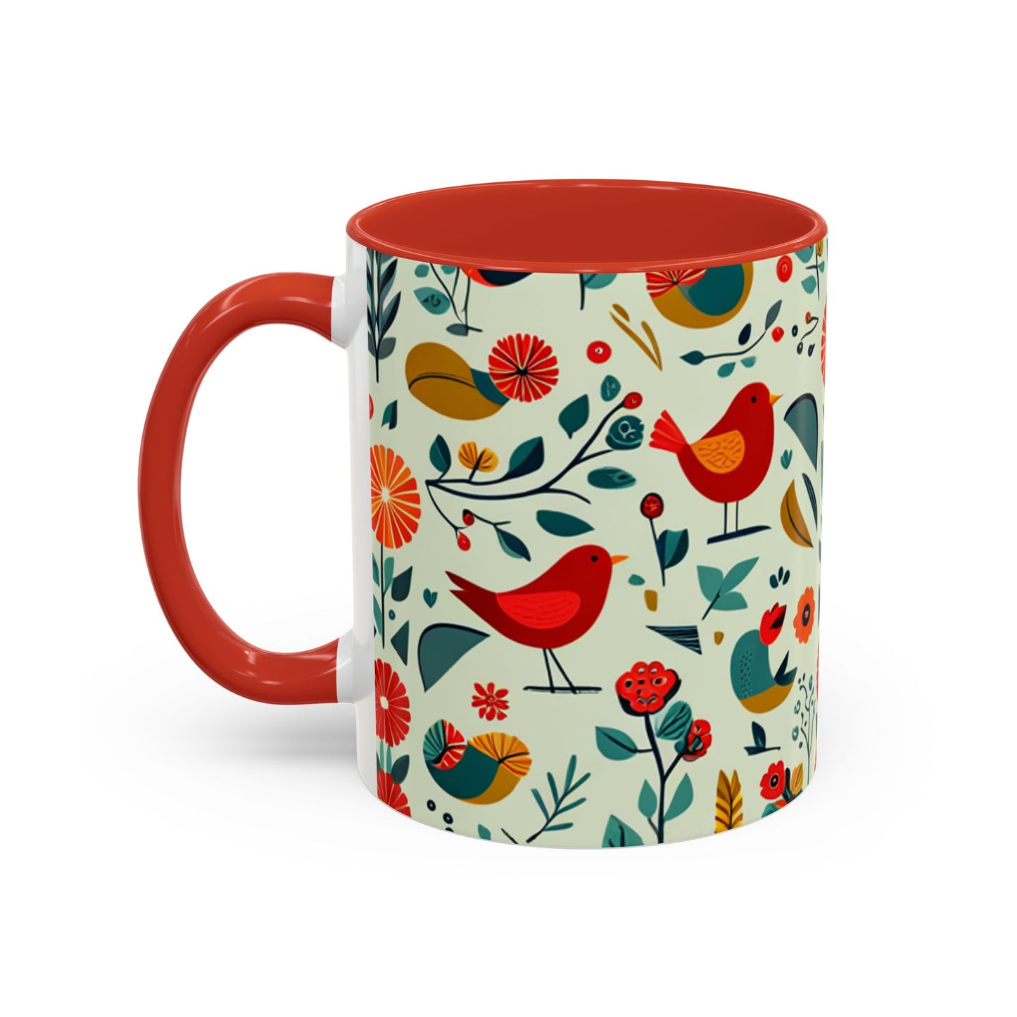 Folk Art Birds and Flowers Coffee Mug, 11oz