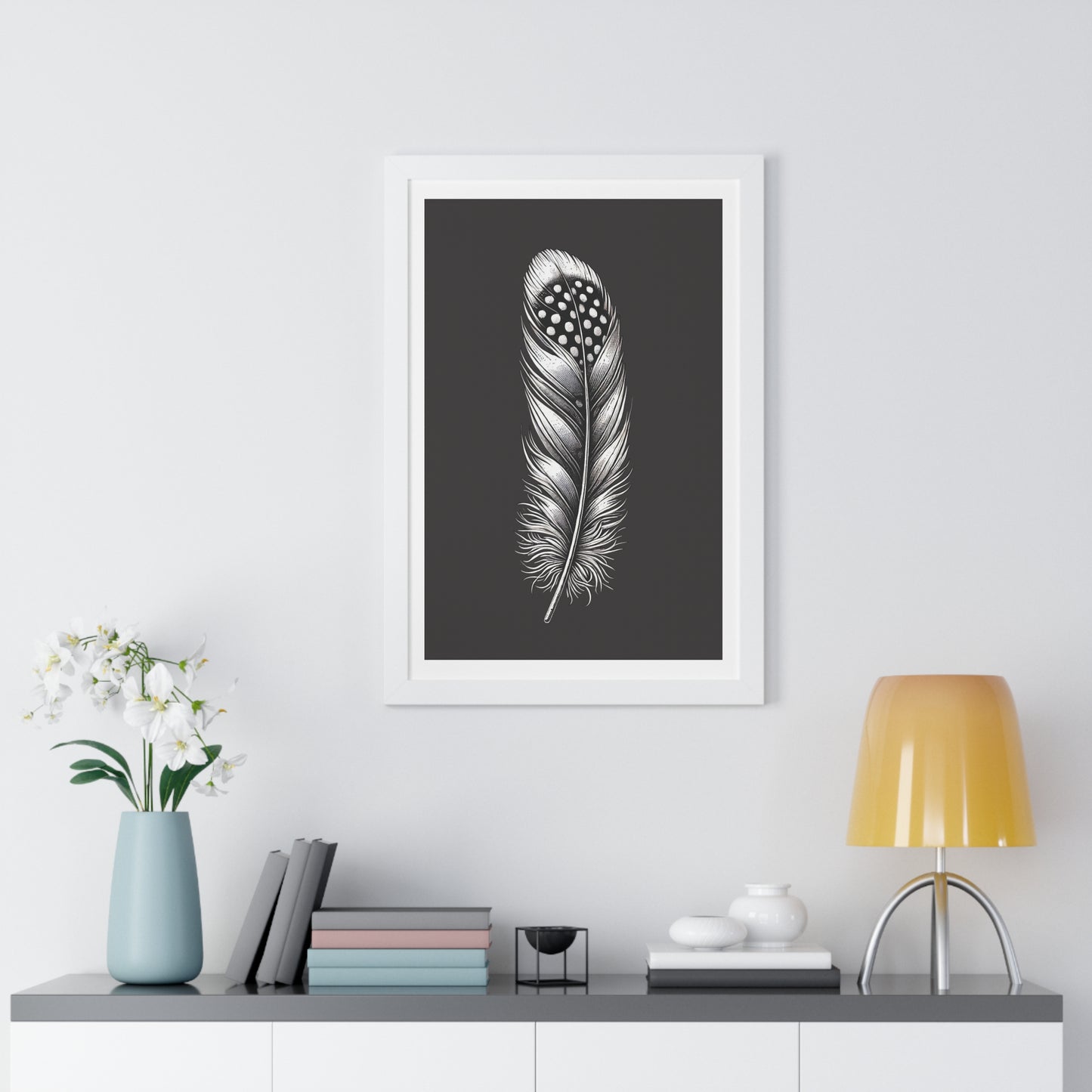 Black and White Feather No.3, Framed Vertical Poster