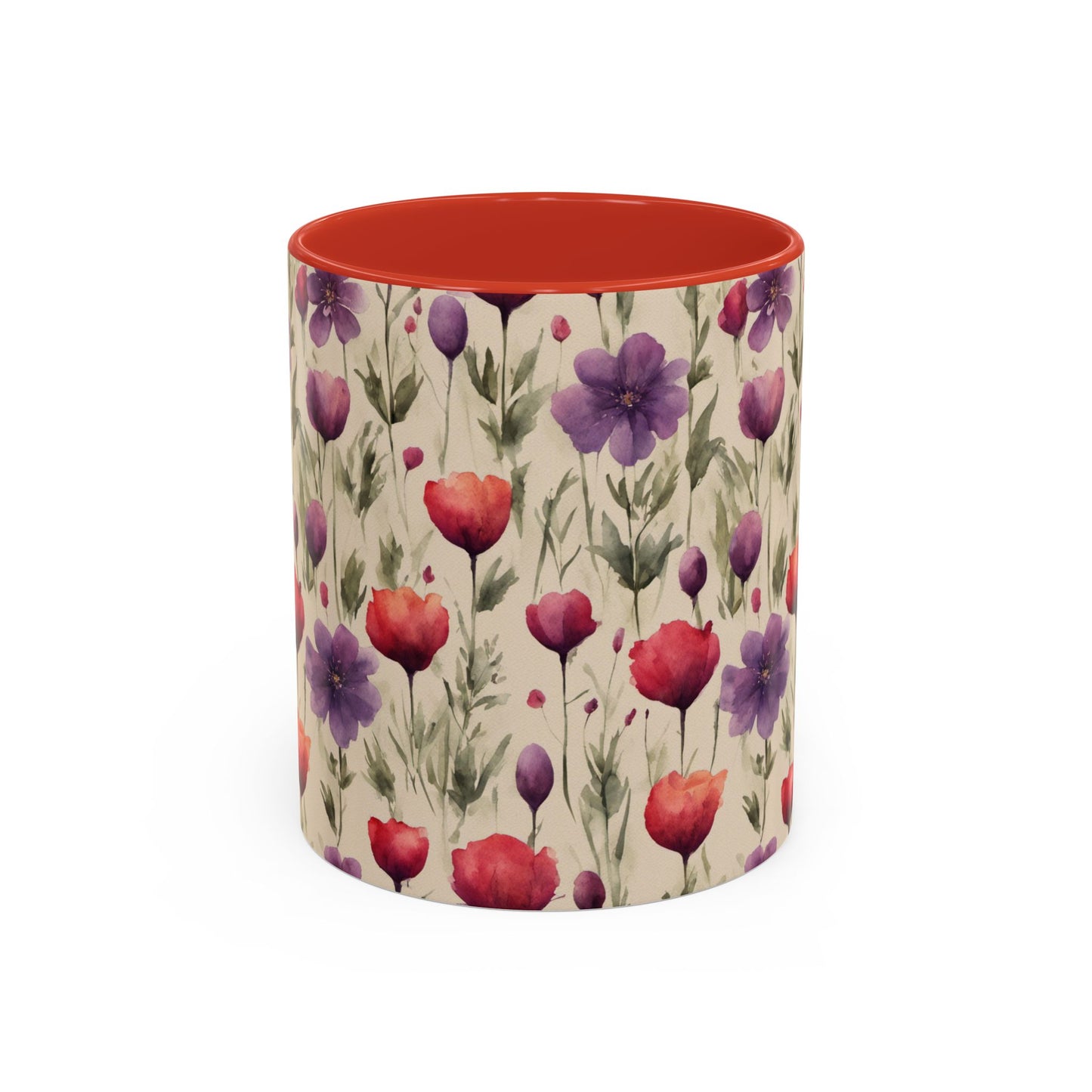 Poppies and Plum Flowers Coffee Mug, 11oz