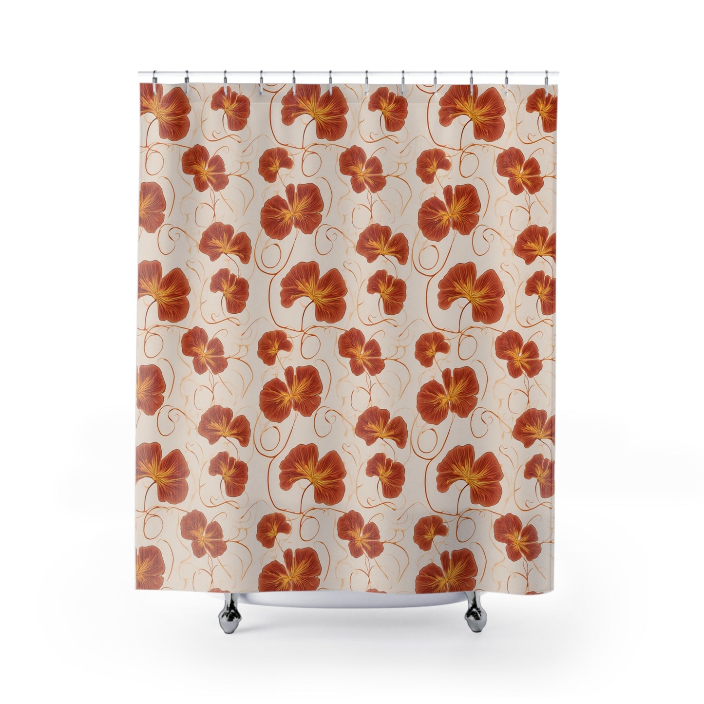 Orange Nasturtium Petals Shower Curtains