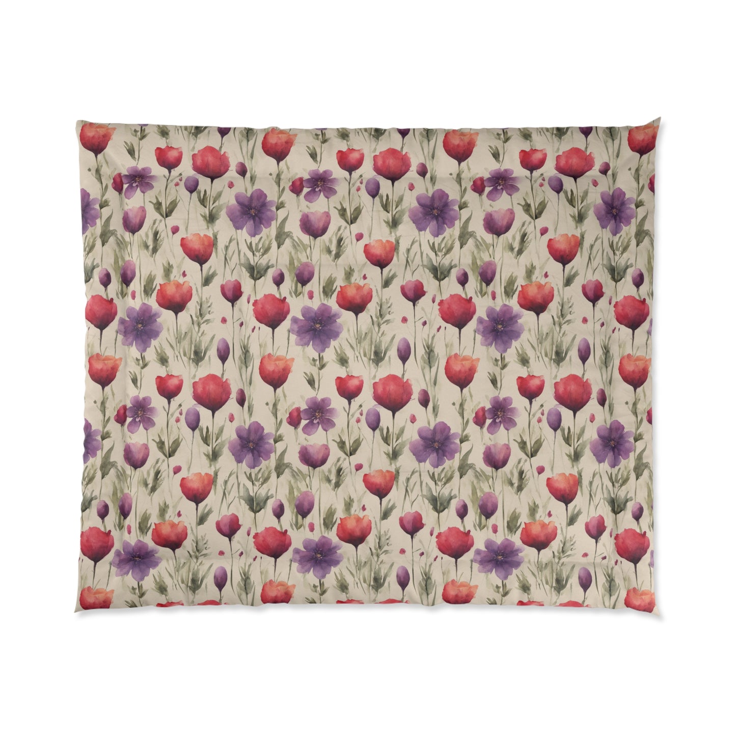 Poppies and Plum Flowers Comforter