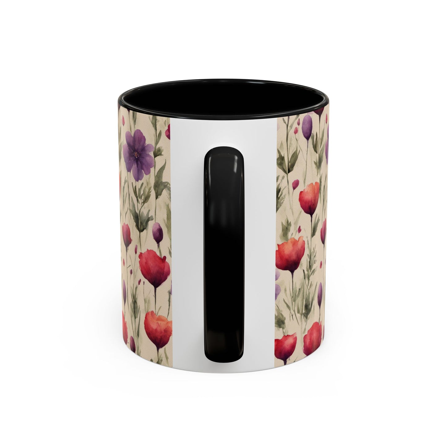 Poppies and Plum Flowers Coffee Mug, 11oz