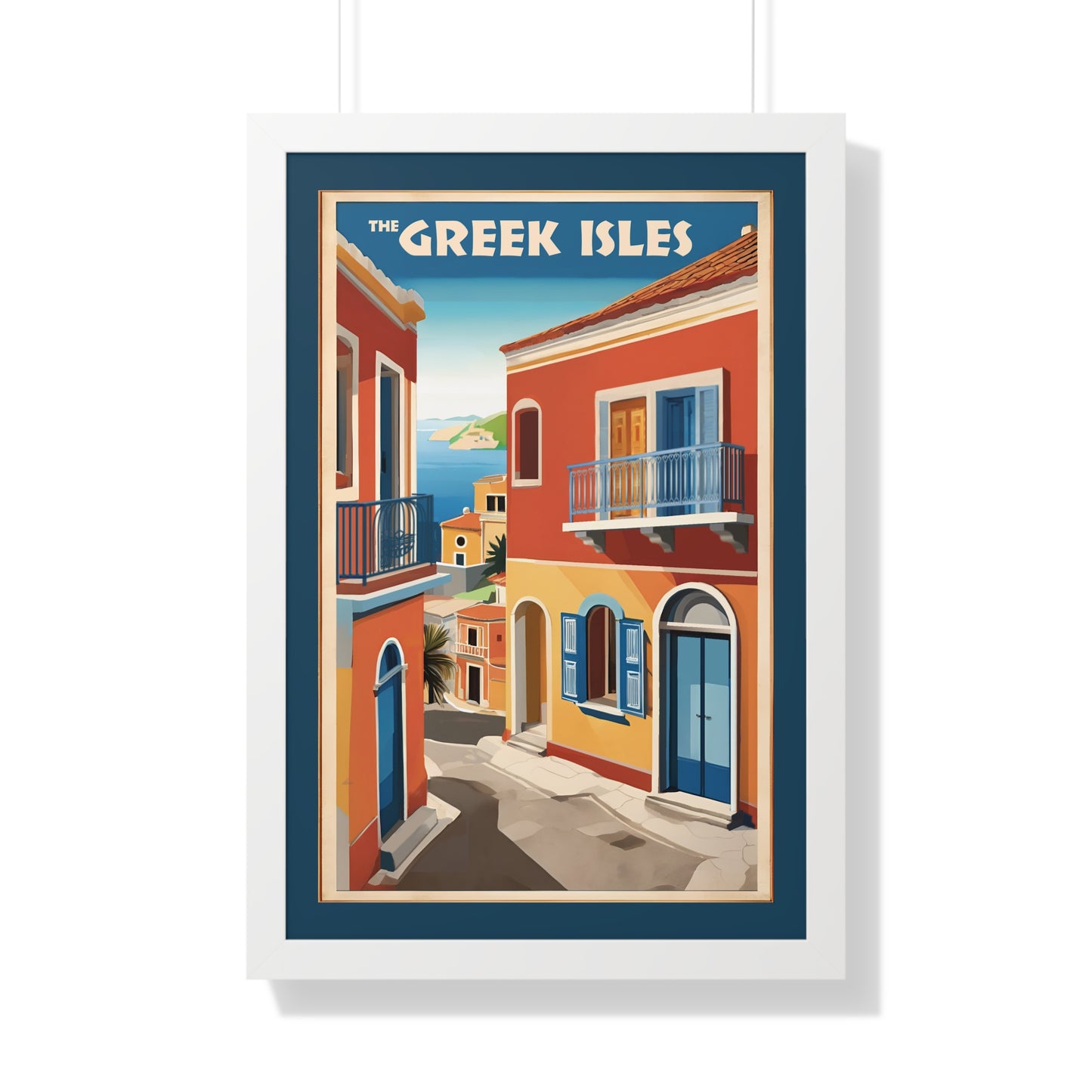 The Greek Isles, Greece Travel Poster, Art-Deco, Framed Vertical Poster