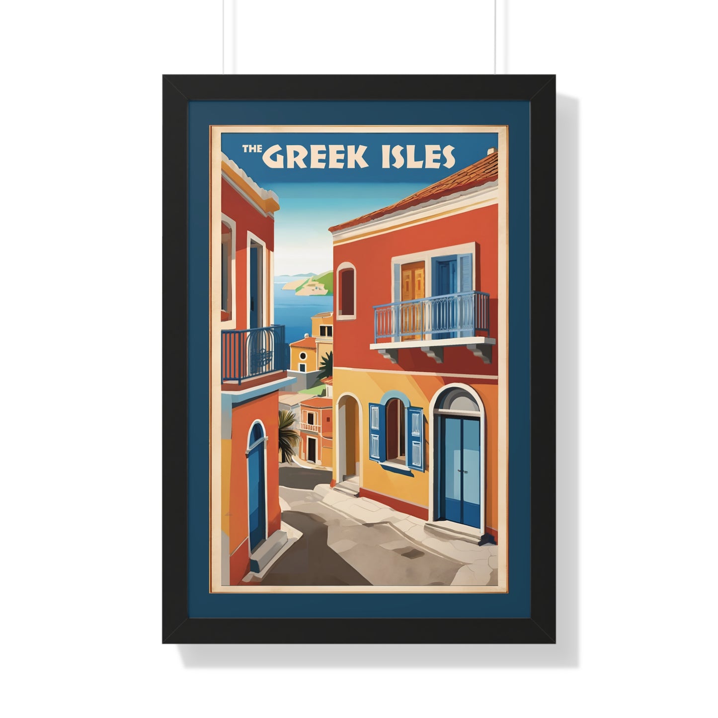 The Greek Isles, Greece Travel Poster, Art-Deco, Framed Vertical Poster