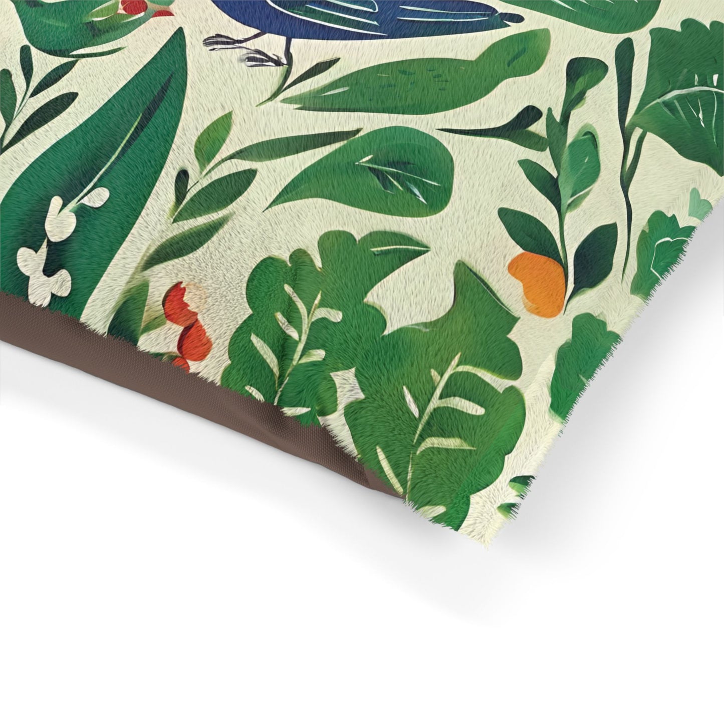 Bright Birds, Bright Green Leaves, Bright Flowers, Folk Art Puppy Mattress, Pet Bed.