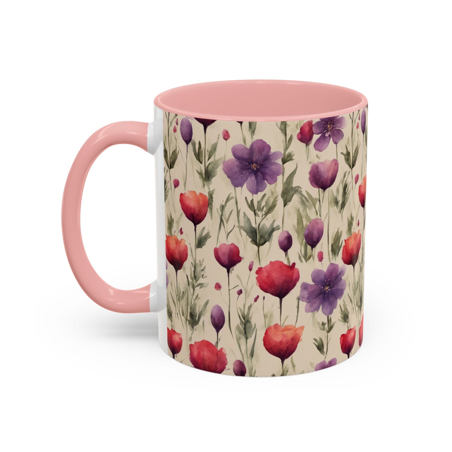 Poppies and Plum Flowers Coffee Mug, 11oz